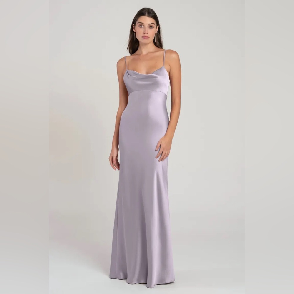 Jenny Yoo Addison Slip Dress in Lilac Mist Bridesmaid Wedding - Damaged Hemline